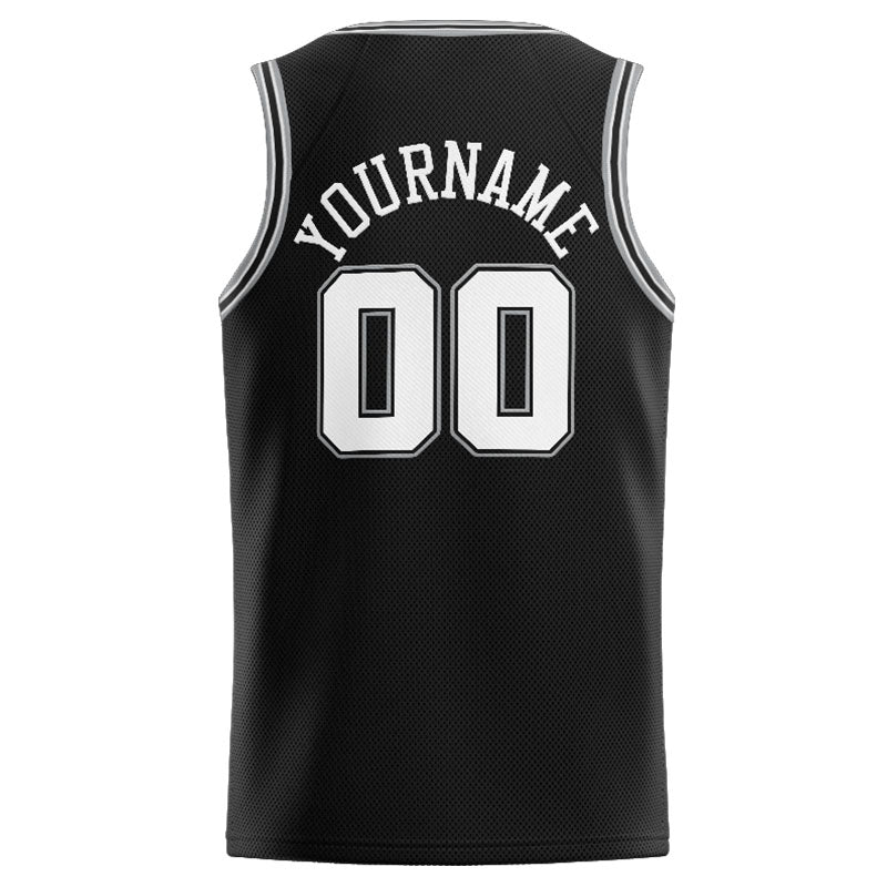 Custom Stitched Basketball Jersey for Men, Women And Kids Black-White-Gray