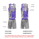 Custom Gray Purple Basketball Jersey Uniform Suit Printed Your Logo Name Number