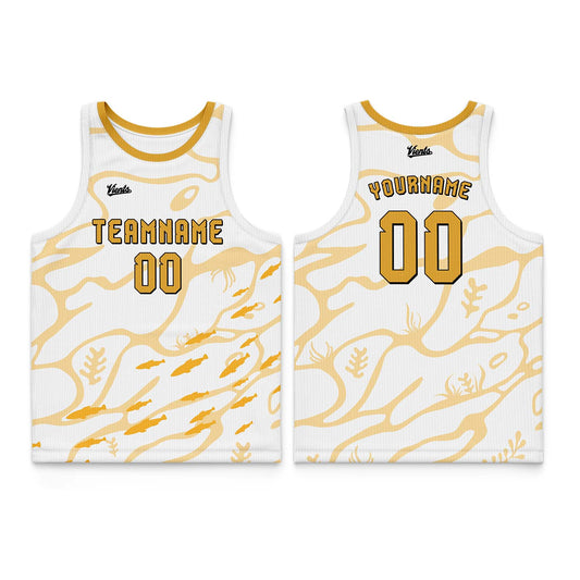 Custom Yellow White Thin Strap Basketball Jersey - Breathable Mesh Training Uniform for Adults & Youth