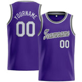 Custom Stitched Basketball Jersey for Men, Women And Kids Purple-Gray