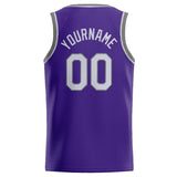 Custom Stitched Basketball Jersey for Men, Women And Kids Purple-Gray