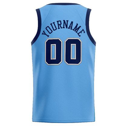 Custom Stitched Basketball Jersey for Men, Women And Kids Light Blue-Navy