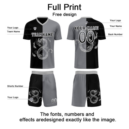 Custom Black Gray Uniform Jersey Kids Adults Personalized Set Jersey Shirt
