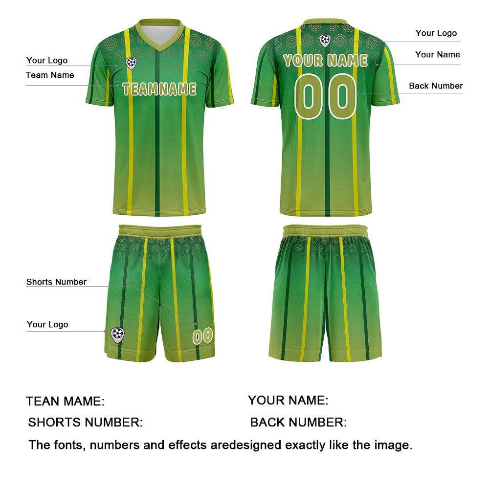 Custom Yellow Green Uniform Jersey Kids Adults Personalized Set Jersey Shirt