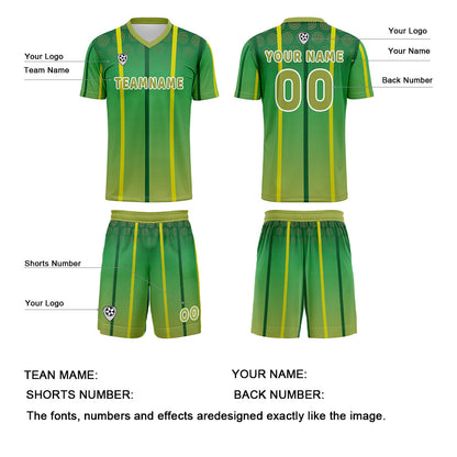Custom Yellow Green Uniform Jersey Kids Adults Personalized Set Jersey Shirt