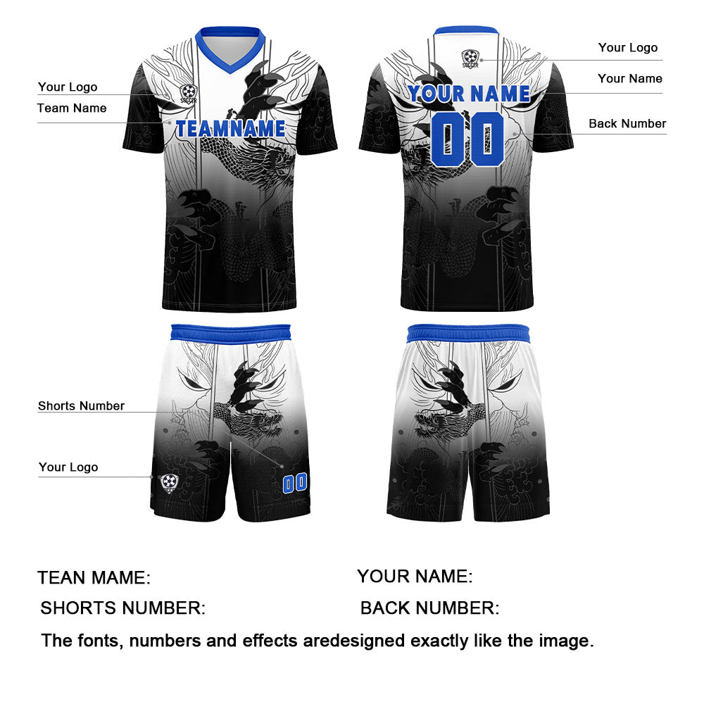 Custom Black Blue Uniform Jersey Kids Adults Personalized Set Jersey Shirt