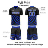 Custom Black Blue Uniform Jersey Kids Adults Personalized Set Jersey Shirt