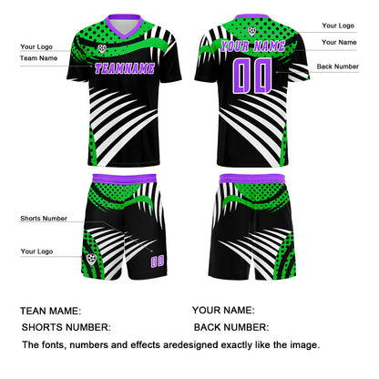 Custom Green Purple Uniform Jersey Kids Adults Personalized Set Jersey Shirt