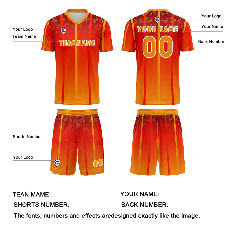 Custom Orange Yellow Uniform Jersey Kids Adults Personalized Set Jersey Shirt