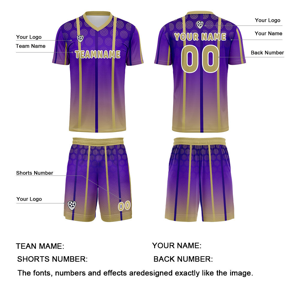 Custom Purple Yellow Uniform Jersey Kids Adults Personalized Set Jersey Shirt