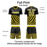 Custom Black Yellow Uniform Jersey Kids Adults Personalized Set Jersey Shirt