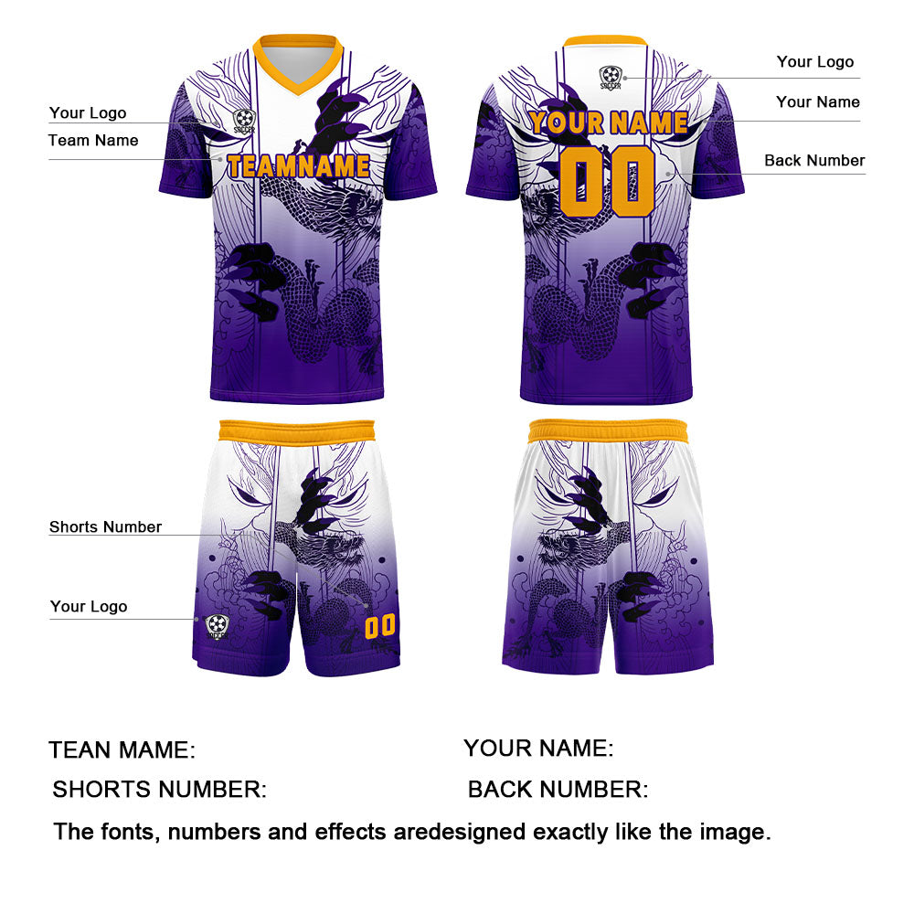 Custom White Purple Uniform Jersey Kids Adults Personalized Set Jersey Shirt