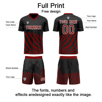 Custom Black Red Uniform Jersey Kids Adults Personalized Set Jersey Shirt