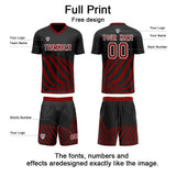 Custom Black Red Uniform Jersey Kids Adults Personalized Set Jersey Shirt