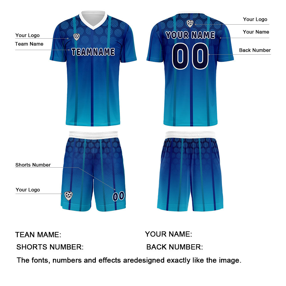Custom Blue Uniform Jersey Kids Adults Personalized Set Jersey Shirt