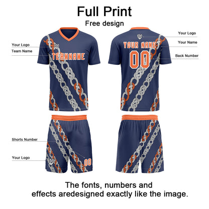 Custom Blue Orange Uniform Jersey Kids Adults Personalized Set Jersey Shirt