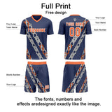 Custom Blue Orange Uniform Jersey Kids Adults Personalized Set Jersey Shirt
