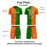 Custom Orange Green Uniform Jersey Kids Adults Personalized Set Jersey Shirt