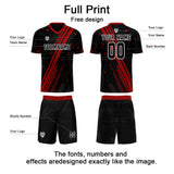 Custom Black Red Uniform Jersey Kids Adults Personalized Set Jersey Shirt