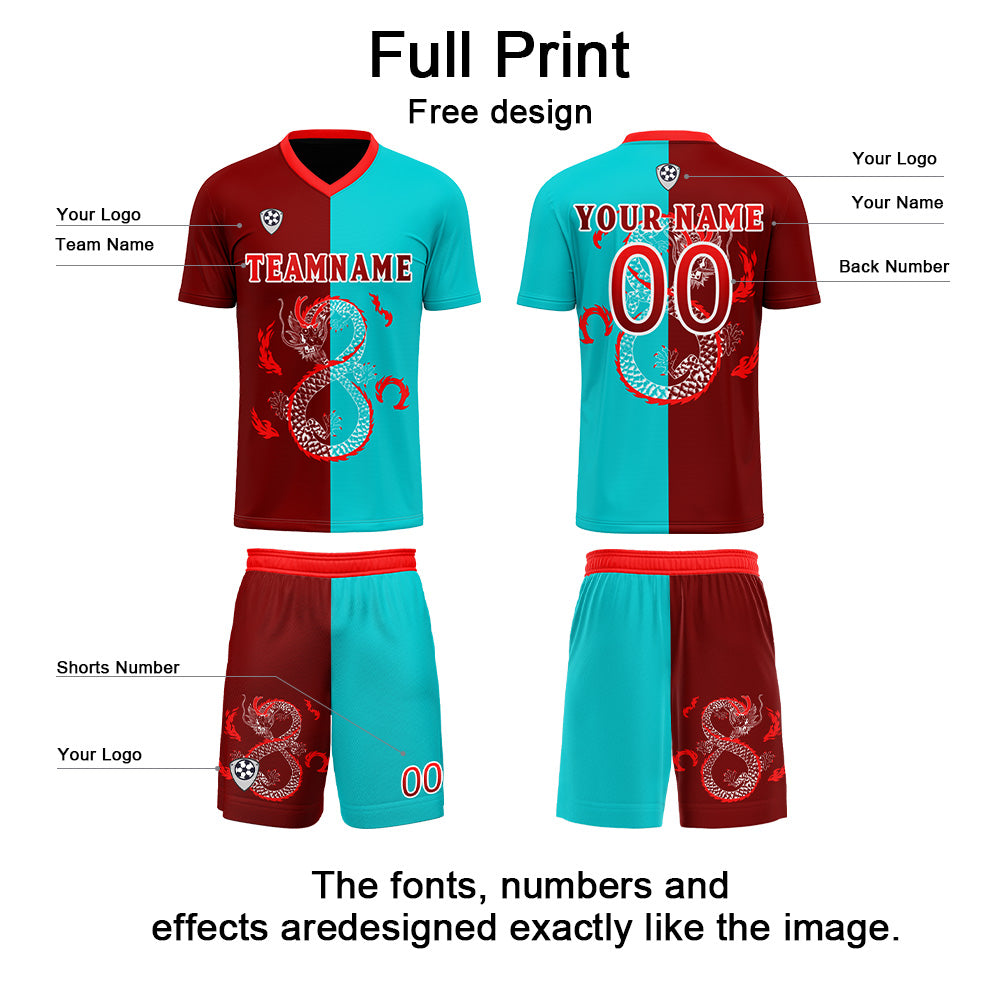 Custom Red Blue Uniform Jersey Kids Adults Personalized Set Jersey Shirt
