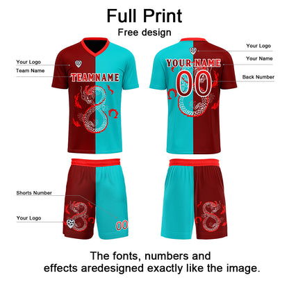 Custom Red Blue Uniform Jersey Kids Adults Personalized Set Jersey Shirt