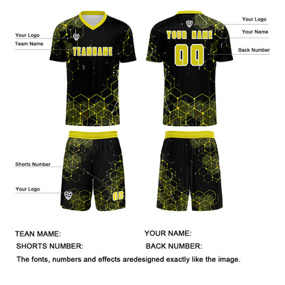 Custom Yellow Uniform Jersey Kids Adults Personalized Set Jersey Shirt