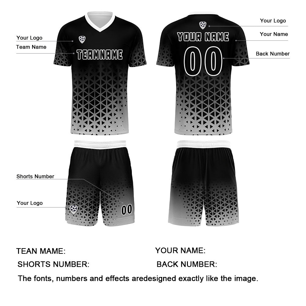 Custom Black White Uniform Jersey Kids Adults Personalized Set Jersey Shirt