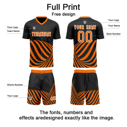 Custom Black Orange Uniform Jersey Kids Adults Personalized Set Jersey Shirt