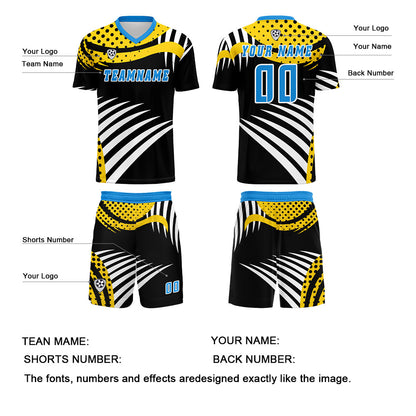 Custom Yellow Blue Uniform Jersey Kids Adults Personalized Set Jersey Shirt
