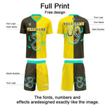 Custom Yellow Olive Green Uniform Jersey Kids Adults Personalized Set Jersey Shirt