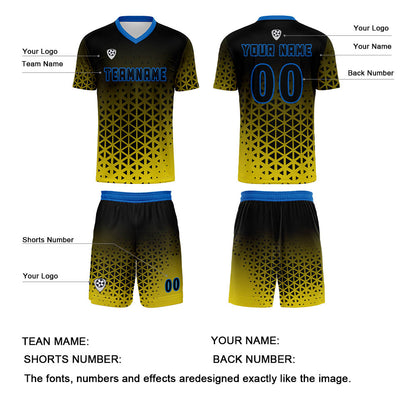 Custom Yellow Blue Uniform Jersey Kids Adults Personalized Set Jersey Shirt