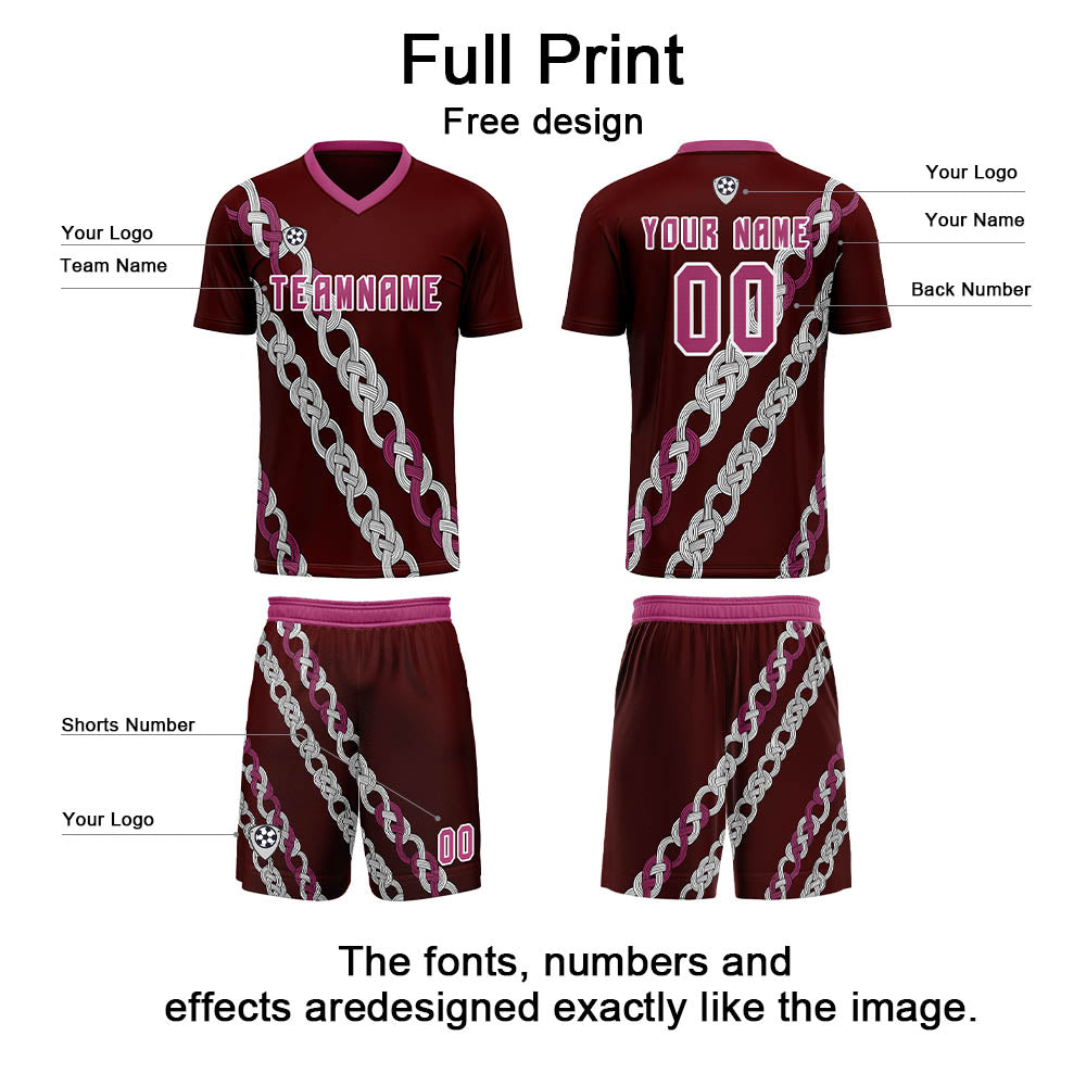 Custom Pink Red Uniform Jersey Kids Adults Personalized Set Jersey Shirt