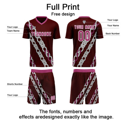 Custom Pink Red Uniform Jersey Kids Adults Personalized Set Jersey Shirt
