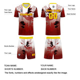 Custom Red Yellow Uniform Jersey Kids Adults Personalized Set Jersey Shirt