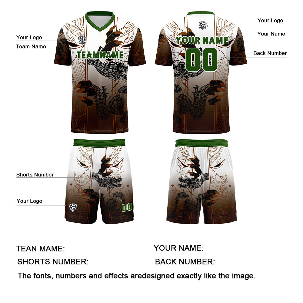 Custom Brown Green Uniform Jersey Kids Adults Personalized Set Jersey Shirt