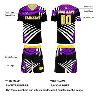 Custom Yellow Purple Uniform Jersey Kids Adults Personalized Set Jersey Shirt