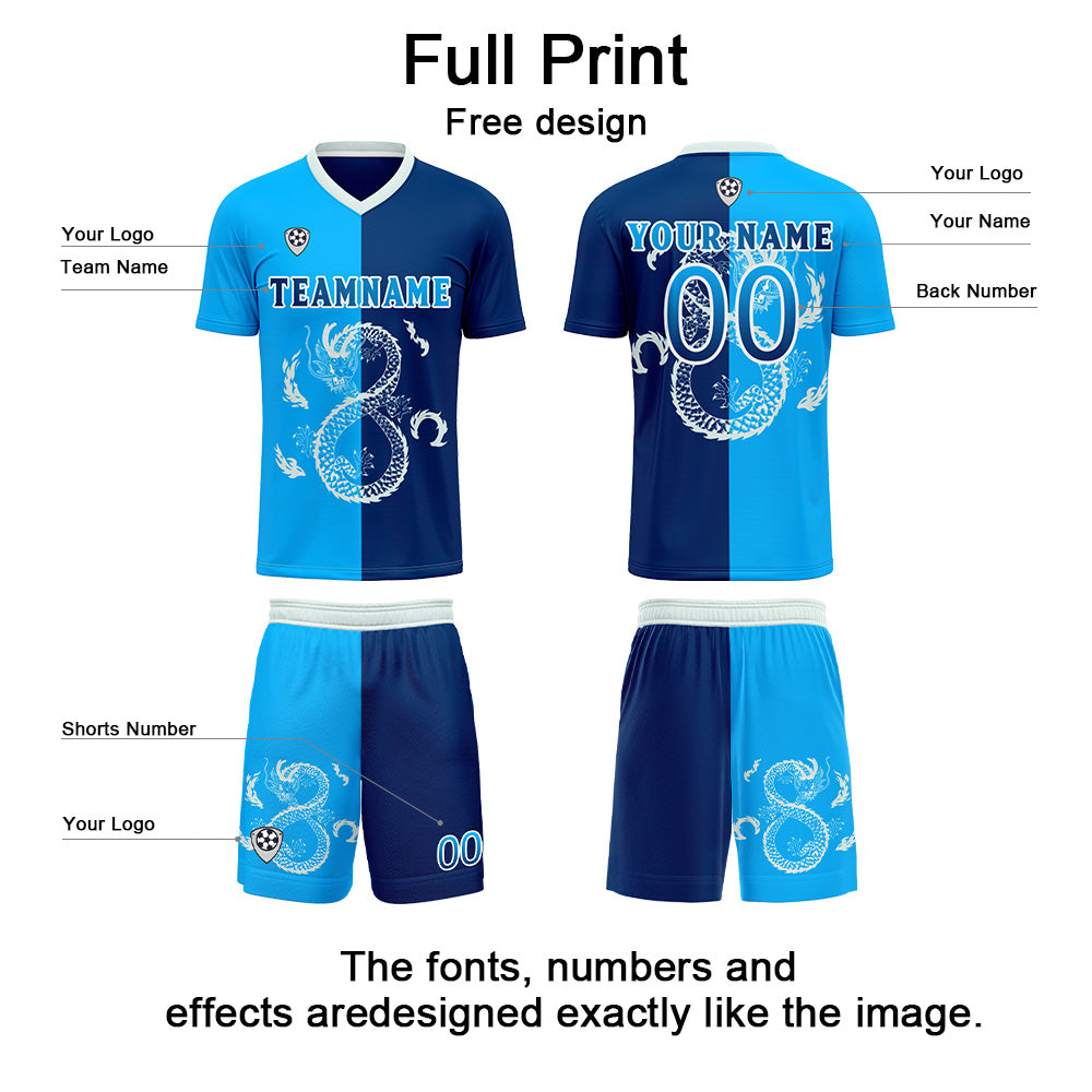 Custom Dark Blue Uniform Jersey Kids Adults Personalized Set Jersey Shirt