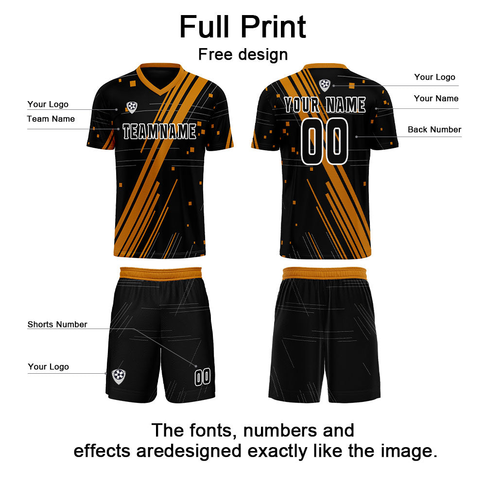 Custom Black Orange Uniform Jersey Kids Adults Personalized Set Jersey Shirt