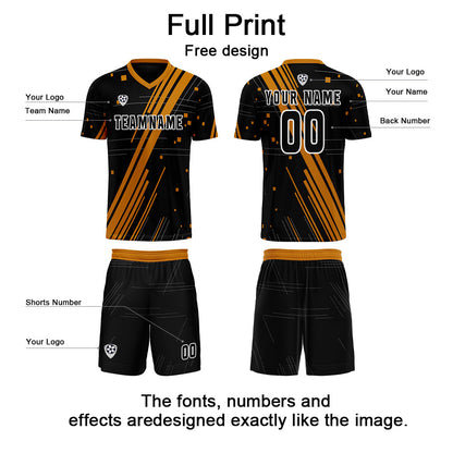 Custom Black Orange Uniform Jersey Kids Adults Personalized Set Jersey Shirt