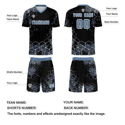 Custom Gray Blue Uniform Jersey Kids Adults Personalized Set Jersey Shirt