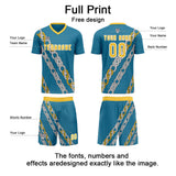 Custom Blue Yellow Uniform Jersey Kids Adults Personalized Set Jersey Shirt