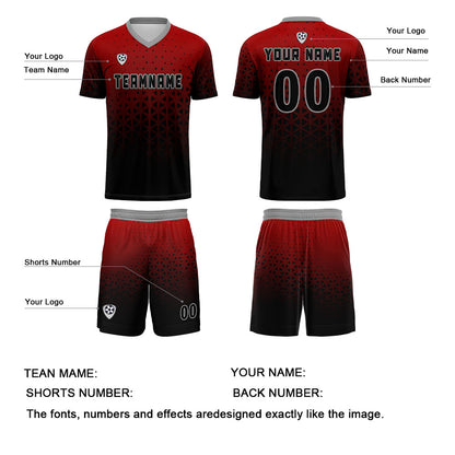Custom Red Gray Uniform Jersey Kids Adults Personalized Set Jersey Shirt