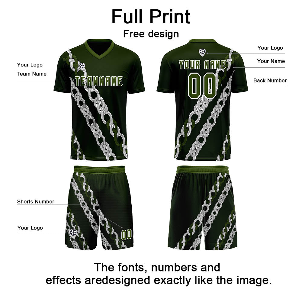 Custom Green Uniform Jersey Kids Adults Personalized Set Jersey Shirt