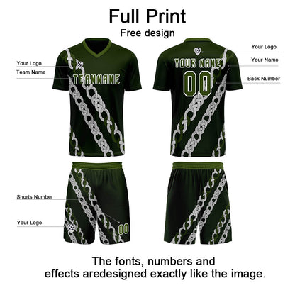Custom Green Uniform Jersey Kids Adults Personalized Set Jersey Shirt