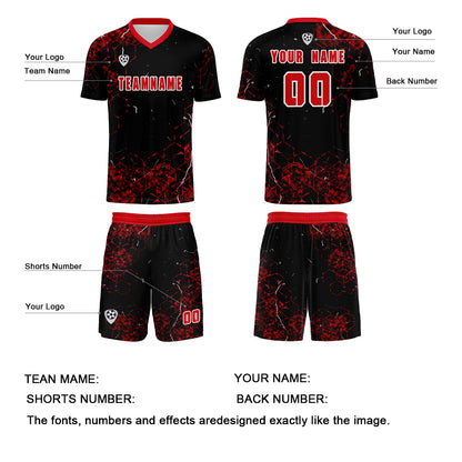 Custom Red Uniform Jersey Kids Adults Personalized Set Jersey Shirt