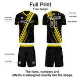 Custom Black Yellow Uniform Jersey Kids Adults Personalized Set Jersey Shirt