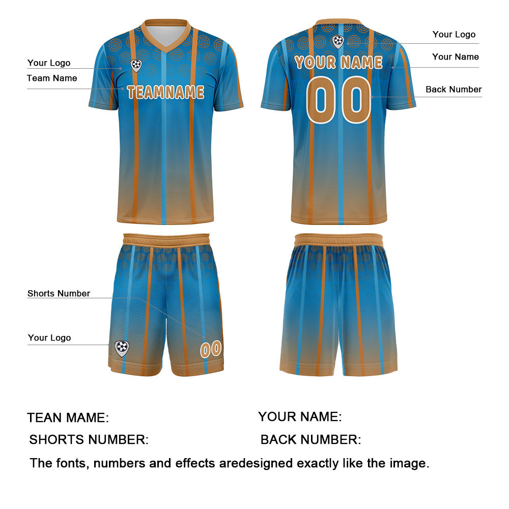 Custom Blue Brown Uniform Jersey Kids Adults Personalized Set Jersey Shirt