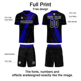 Custom Black Blue Uniform Jersey Kids Adults Personalized Set Jersey Shirt