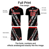 Custom Black Red Uniform Jersey Kids Adults Personalized Set Jersey Shirt