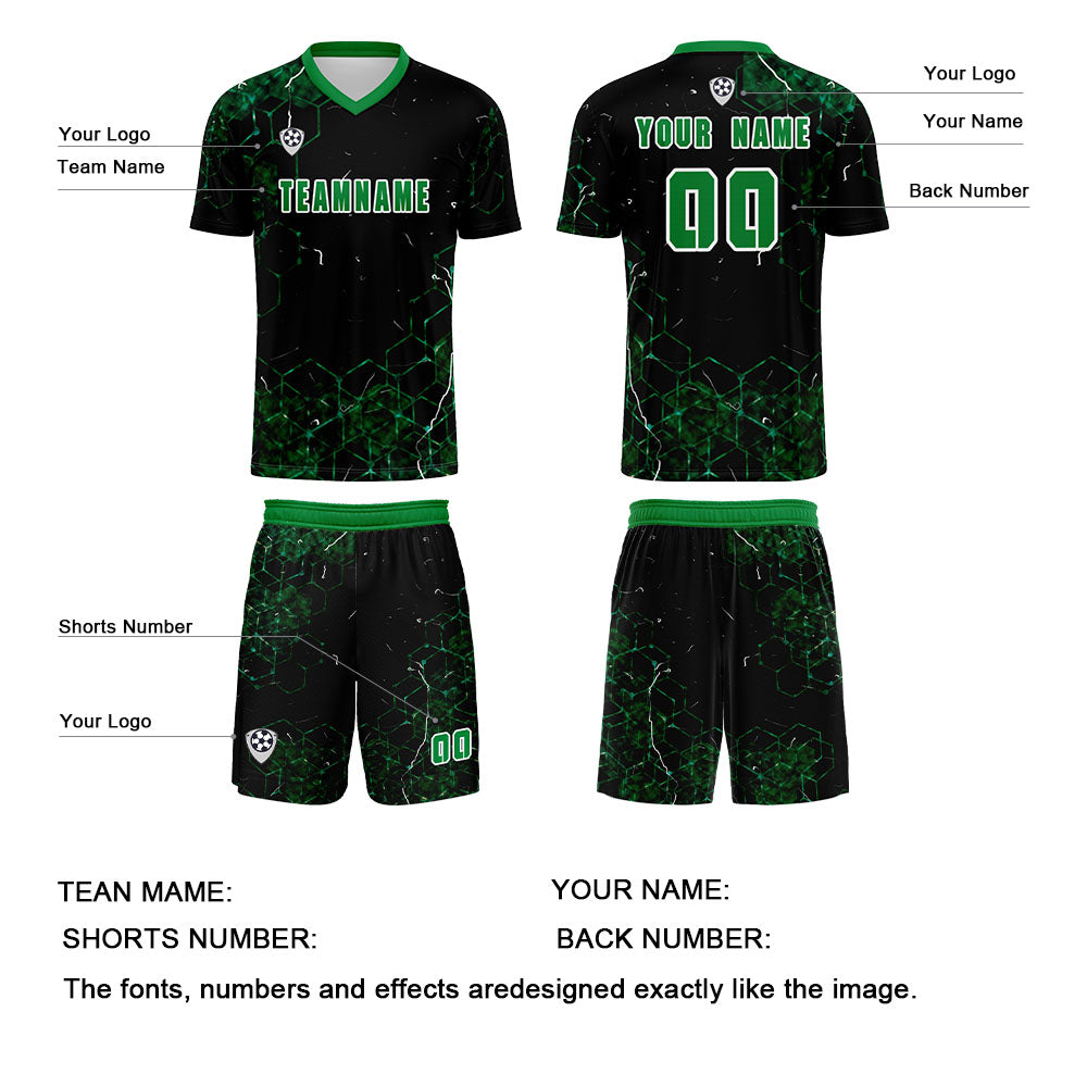 Custom Green Uniform Jersey Kids Adults Personalized Set Jersey Shirt